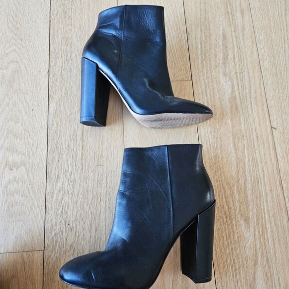 Aldo Black‎ Leather Chunky High heel Ankle boots, Womens 7.5, Party, nightout - Picture 3 of 8